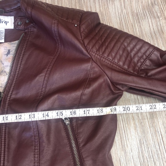 Day Trip Brown Faux Leather Moto Jacket - Picture 9 of 16